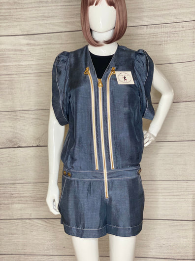 Gold Zip Up Silk Playsuit